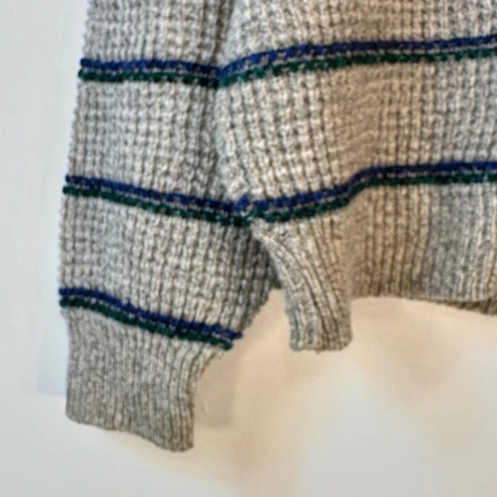 Vintage American Eagle Wool Blend Striped Waffle Knit‎ Sweater Mens XL Grey USA